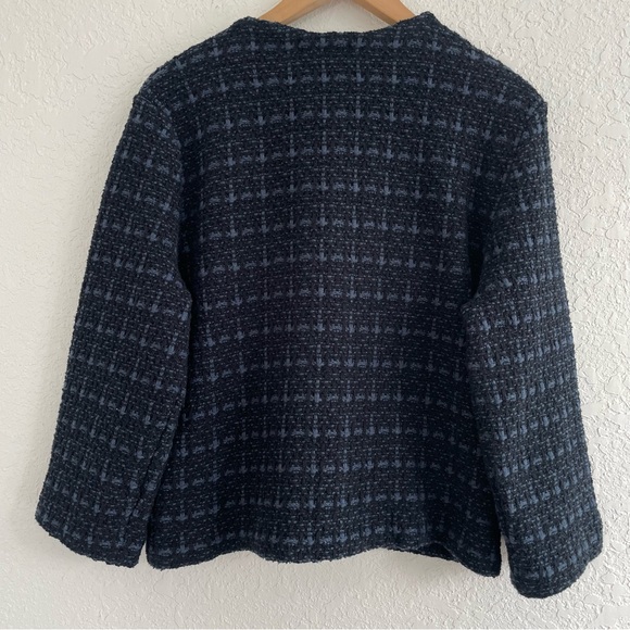 Uniqlo Knitted Short Jacket Blue Black Textured Size XL - Picture 6 of 14